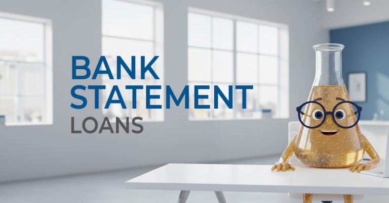 Solution Sam sitting at a desk with the words Bank Statement Loans in large font next to him