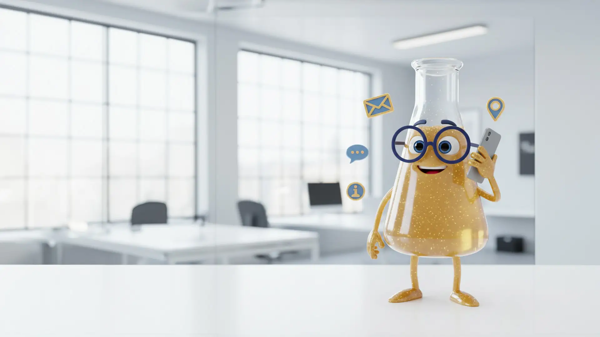 The Funding Lab Mascot, Solution Sam, surrounded by icons that represent various contact methods.