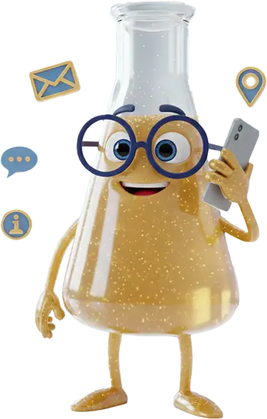 Solution Same holding a smartphone surrounded by communication symbols.