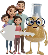 Image of Solution Sam with a family holding a house key.