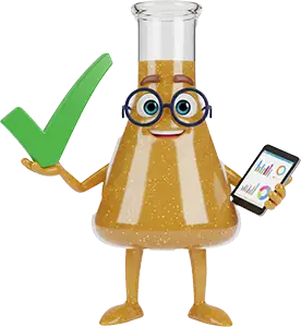 Solution Sam holding a tablet and a green checkmark.